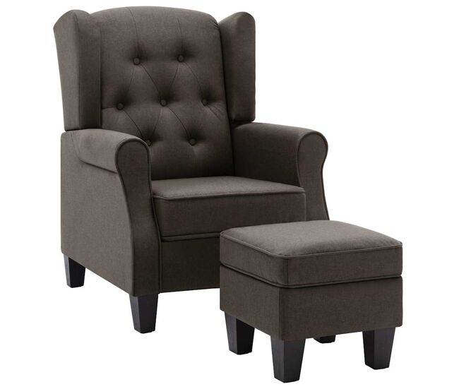 Vidaxl sillón con reposapiés de tela gris taupe