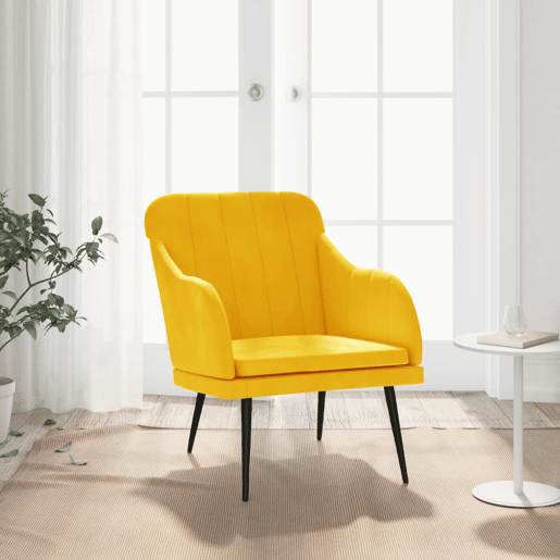 vidaXL Cadeira c apoio de braços 63x76x80 cm veludo amarelo