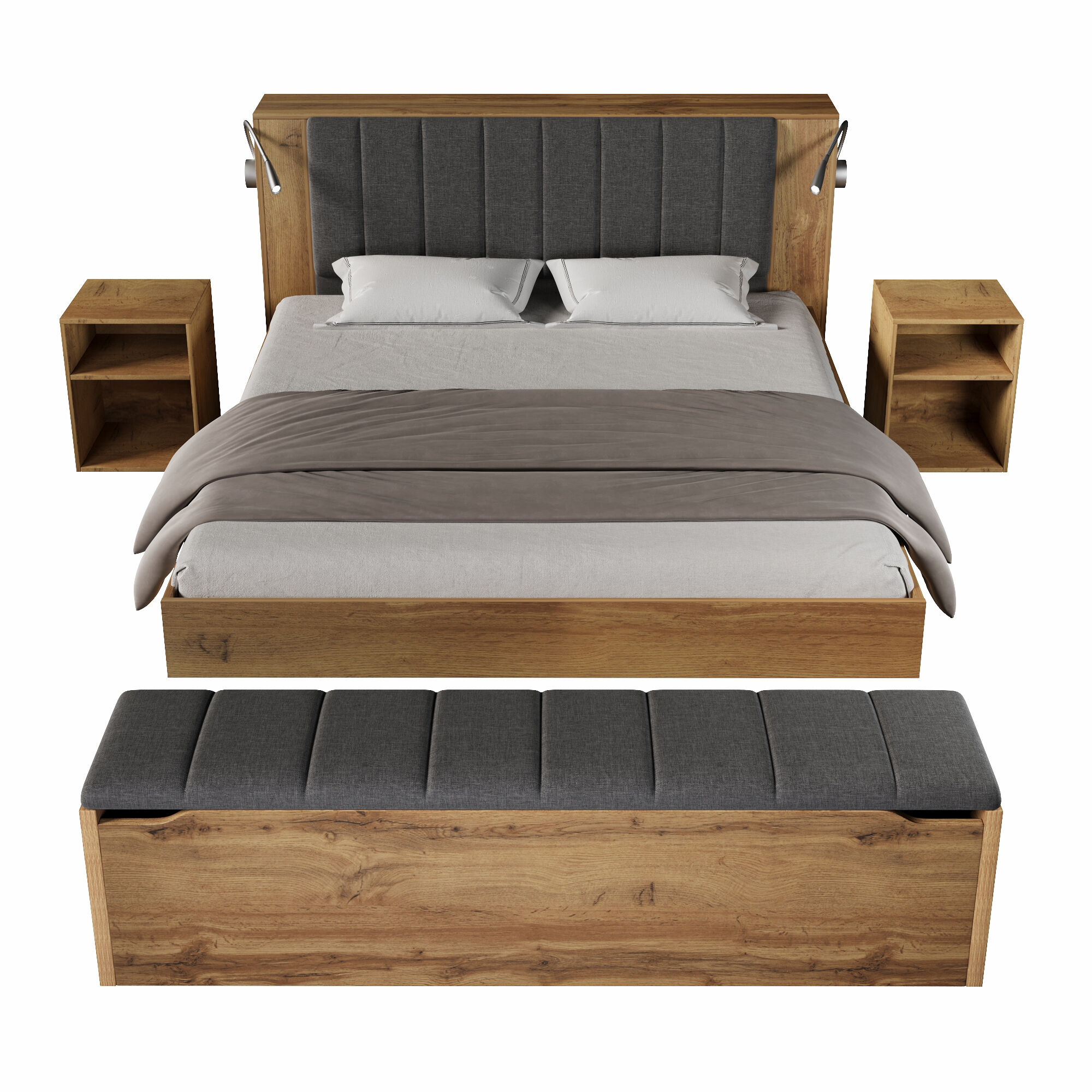 Cama de matrimonio de madera maciza 250x250