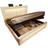 Cama de casal de veludo 180x200 cm com armazenamento e luz led,bege