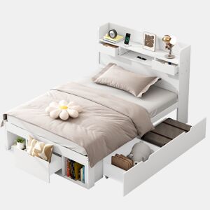 Cama juvenile,cama de solteiro de madeira de pinho 90x190 cm,branco