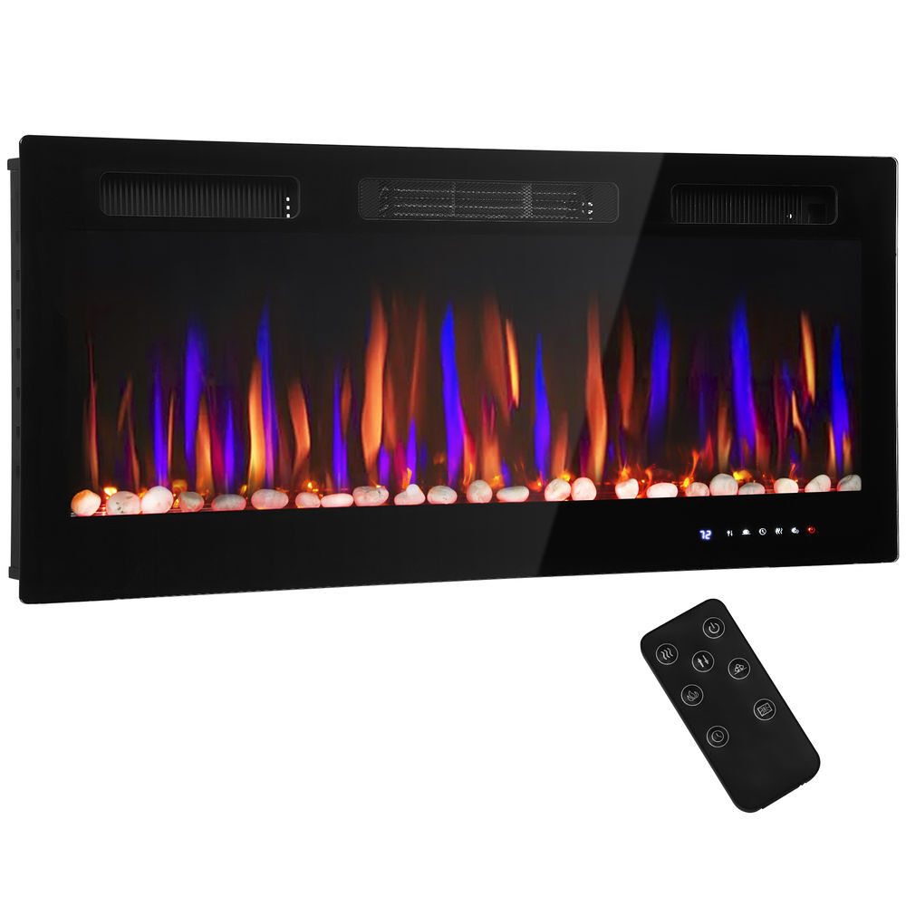 Chimenea Eléctrica Acero, Vidrio Templado HOMCOM