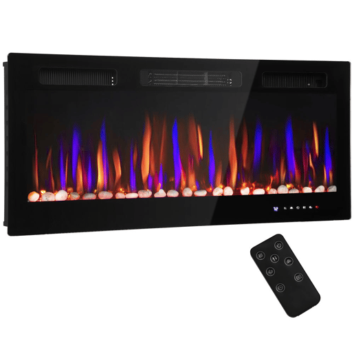 HOMCOM Lareira Elétrica Ultrafina de Parede e Embutir com Chama 3D Lareira Decorativa BrilhoVelocidade Ajustável 12 Cores Pedras 9001800W Temporizador Termóstato Controlo Remoto 106,7x9,4x47 cm Preto HOMCOM Lareira Elétrica Ultrafina de Parede e Embutir com Chama 3D Lareira Decorativa BrilhoVelocidade Ajustável 12 Cores Pedras 9001800W Temporizador Termóstato Controlo Remoto 106,7x9,4x47 cm Preto