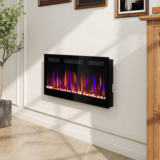 HOMCOM Lareira Elétrica Ultrafina de Parede e Embutir com Chama 3D Lareira Decorativa BrilhoVelocidade Ajustável 12 Cores Pedras 9001800W Temporizador Termóstato Controlo Remoto 106,7x9,4x47 cm Preto HOMCOM Lareira Elétrica Ultrafina de Parede e Embutir com Chama 3D Lareira Decorativa BrilhoVelocidade Ajustável 12 Cores Pedras 9001800W Temporizador Termóstato Controlo Remoto 106,7x9,4x47 cm Preto