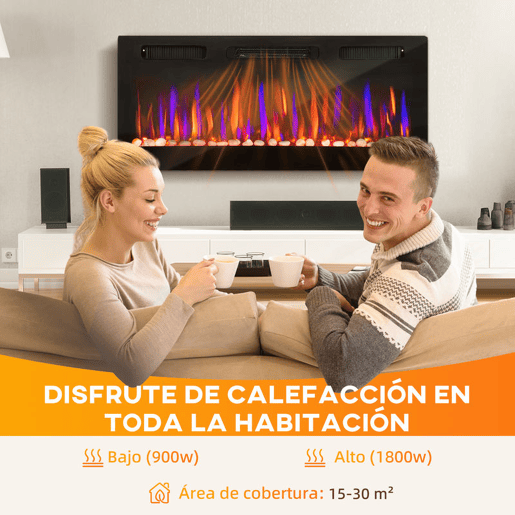 HOMCOM Lareira Elétrica Ultrafina de Parede e Embutir com Chama 3D Lareira Decorativa BrilhoVelocidade Ajustável 12 Cores Pedras 9001800W Temporizador Termóstato Controlo Remoto 106,7x9,4x47 cm Preto HOMCOM Lareira Elétrica Ultrafina de Parede e Embutir com Chama 3D Lareira Decorativa BrilhoVelocidade Ajustável 12 Cores Pedras 9001800W Temporizador Termóstato Controlo Remoto 106,7x9,4x47 cm Preto