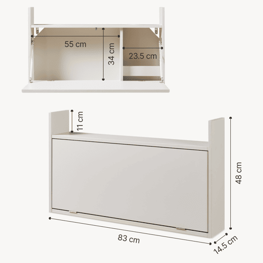 Secretária dobrável Rautalampi com prateleira 83x48x15 cm Bege en.casa Secretária dobrável Rautalampi com prateleira 83x48x15 cm Bege en.casa