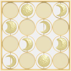 HOMCOM Decoração de Parede Metálica de Fases Lunares Adornos Metálicos Multidirecionais com 16 Discos para Sala Quarto Corredor 67,9x67,9 Dourado
