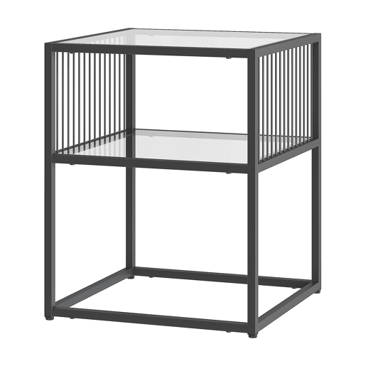 Mesa de apoio Tronevn vidro aço 50x40x40 cm preto en.casa