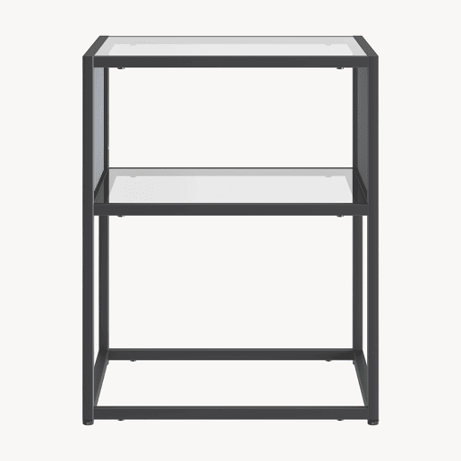 Mesa de apoio Tronevn vidro aço 50x40x40 cm preto en.casa