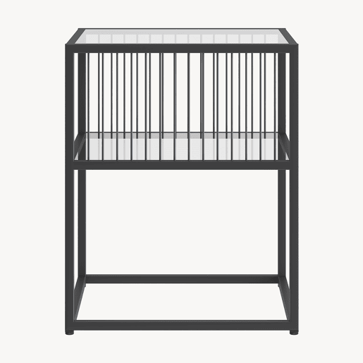 Mesa de apoio Tronevn vidro aço 50x40x40 cm preto en.casa