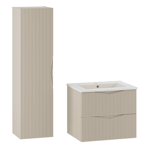 Móvel de toucador individual Tao Cachemire com lavatório embutido e pedestal de 60cm