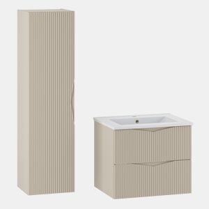 Móvel de toucador individual Tao Cachemire com lavatório embutido e pedestal de 60cm