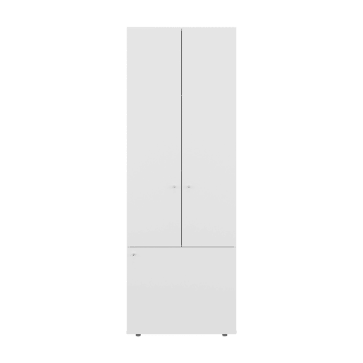 Armário Tolleson de três portas com quatro prateleiras para dormitórios