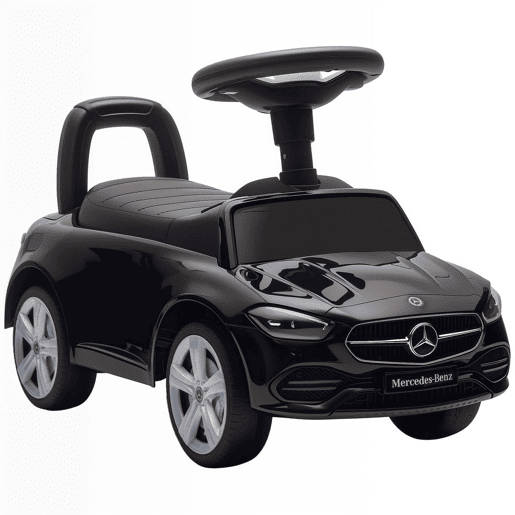 AIYAPLAY Carro Andador para Crianças de 18-36 Meses Mercedes-Benz Classe C Carro de Passeio com Buzina Volante Sons de Motor e Espaço de Armazenamento 65x28x39 cm Preto