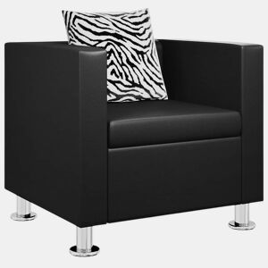 vidaXL Poltrona em couro artificial preto