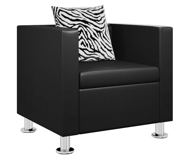 Vidaxl sillón de cuero sintético negro