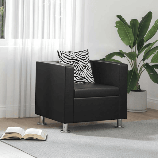 vidaXL Poltrona em couro artificial preto vidaXL Poltrona em couro artificial preto