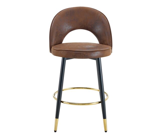 Silla de bar giratoria 360° - tejido tecnológico transpirable, acolchonada, color marrón y negro