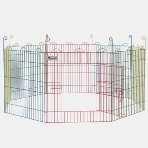 PawHut Parque Dobrável para Cães, 8 Painéis Ø156x60 cm Cercado Metálico para Cães e Coelhos Design Personalizável com Porta e Estacas Interior e Exterior Multicolor