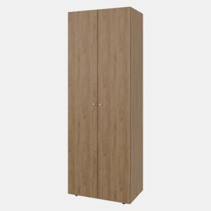 Armário alto com 2 portas, móvel de armazenamento independente para quarto, design moderno