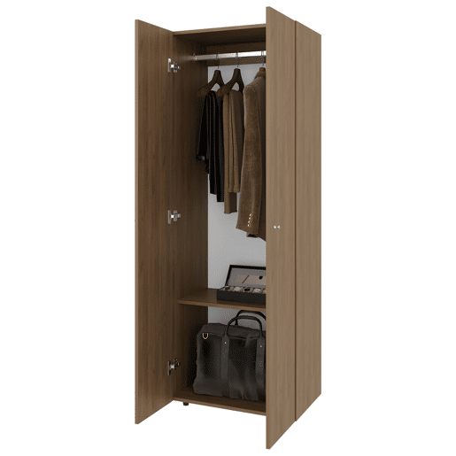 Armário alto com 2 portas, móvel de armazenamento independente para quarto, design moderno