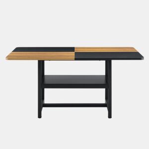 Conjunto mesa retangular 160x90x76 cm - Estante multifuncional + 4 cadeiras brancas de couro sintético - Branco, Madeira