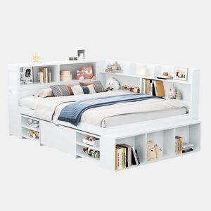 cama juvenil,cama de casal de mdf 140x190 cm,branco