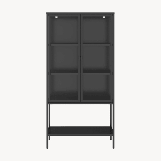 Vitrina Borshavisa 2 portas aço 160x80x35 cm preto en.casa