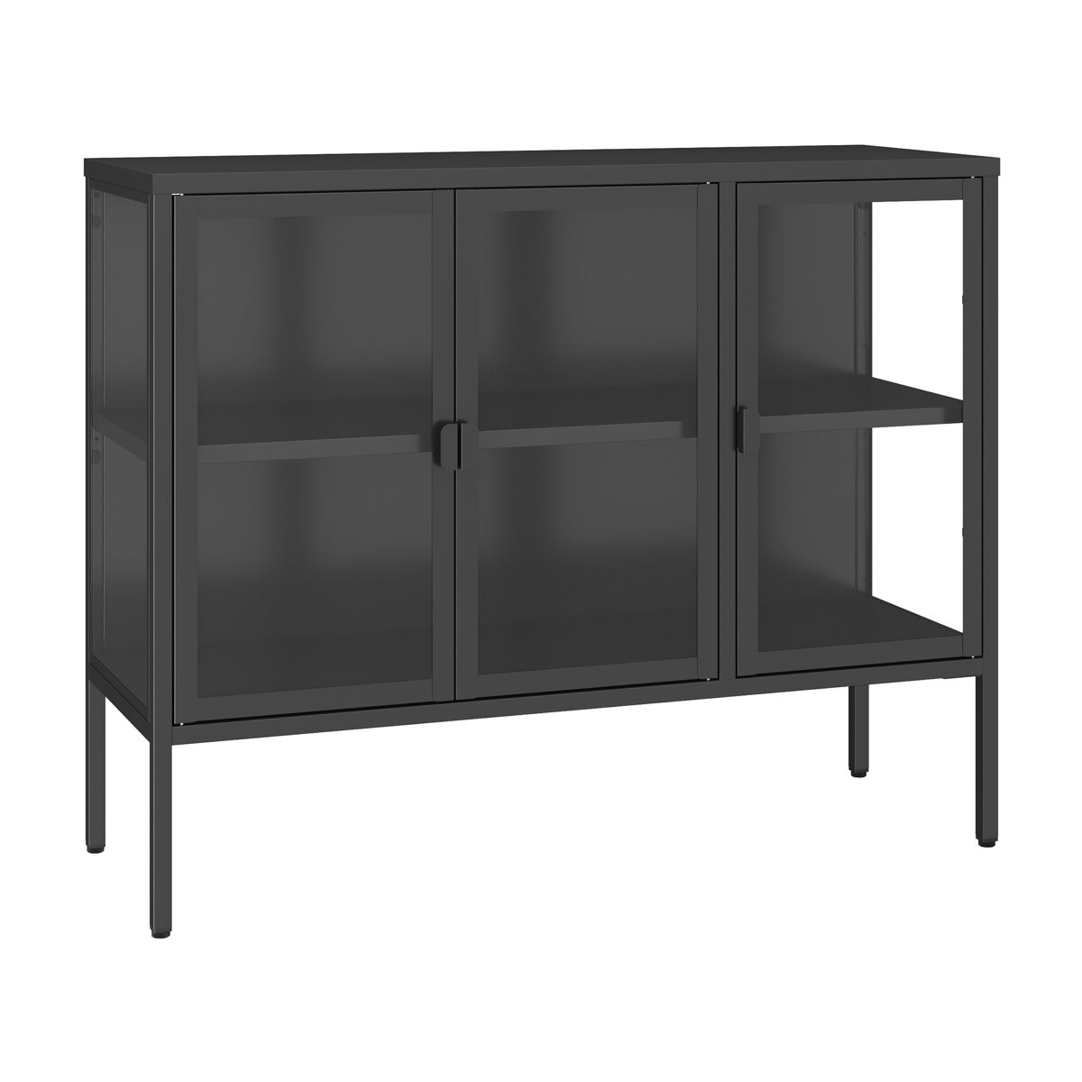 Vitrina borshavisa con 3 puertas acero 80x100x35cm transparente negro [en.casa]