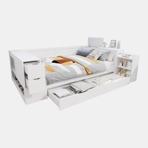 Cama juvenile,cama de casal de mdf 140x200 cm,branco