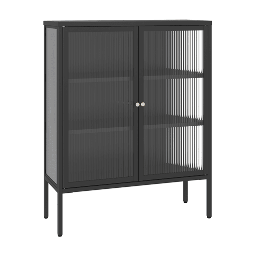 Vitrina aparador Vinterhavn 2 portas de vidrio aço 100x80x30 cm preto en.casa Vitrina aparador Vinterhavn 2 portas de vidrio aço 100x80x30 cm preto en.casa