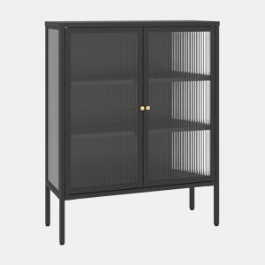 Vitrina aparador Vinterhavn 2 portas de vidrio aço 100x80x30 cm preto en.casa