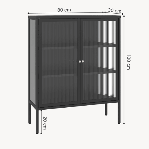 Vitrina aparador Vinterhavn 2 portas de vidrio aço 100x80x30 cm preto en.casa Vitrina aparador Vinterhavn 2 portas de vidrio aço 100x80x30 cm preto en.casa