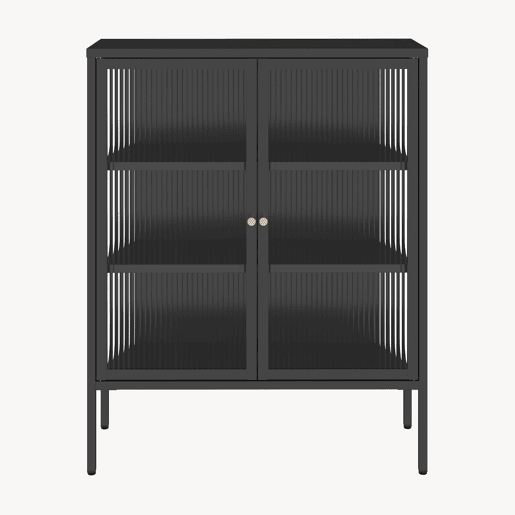 Vitrina aparador Vinterhavn 2 portas de vidrio aço 100x80x30 cm preto en.casa Vitrina aparador Vinterhavn 2 portas de vidrio aço 100x80x30 cm preto en.casa