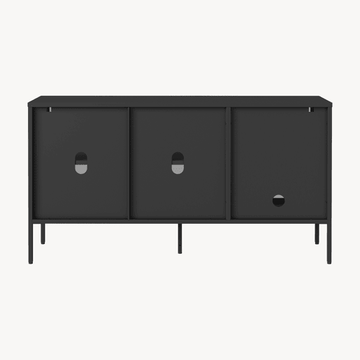 Vitrina aparador Vinterhavn 3 portas de vidrio aço 80x150x40 cm preto en.casa