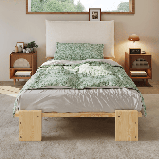 Cama juvenile,cama de solteiro de madeira maciça 90x200 cm,natural
