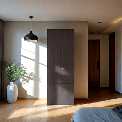 Armário alto Tolleson de 3 portas com 4 prateleiras, armário independente para quarto em estilo moderno