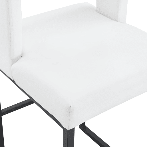 Cadeiras de bar 2 unidades - estilo nórdico, design quadrado, pernas metálicas pretas - Branco+Preto
