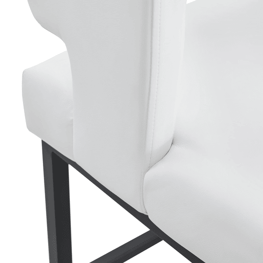 Cadeiras de bar 2 unidades - estilo nórdico, design quadrado, pernas metálicas pretas - Branco+Preto