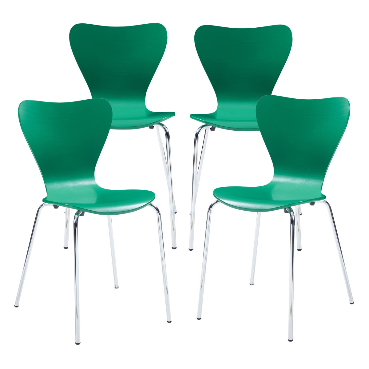 Conjunto de 4 sillas de comedor essunga - verde/cromo [en.casa]