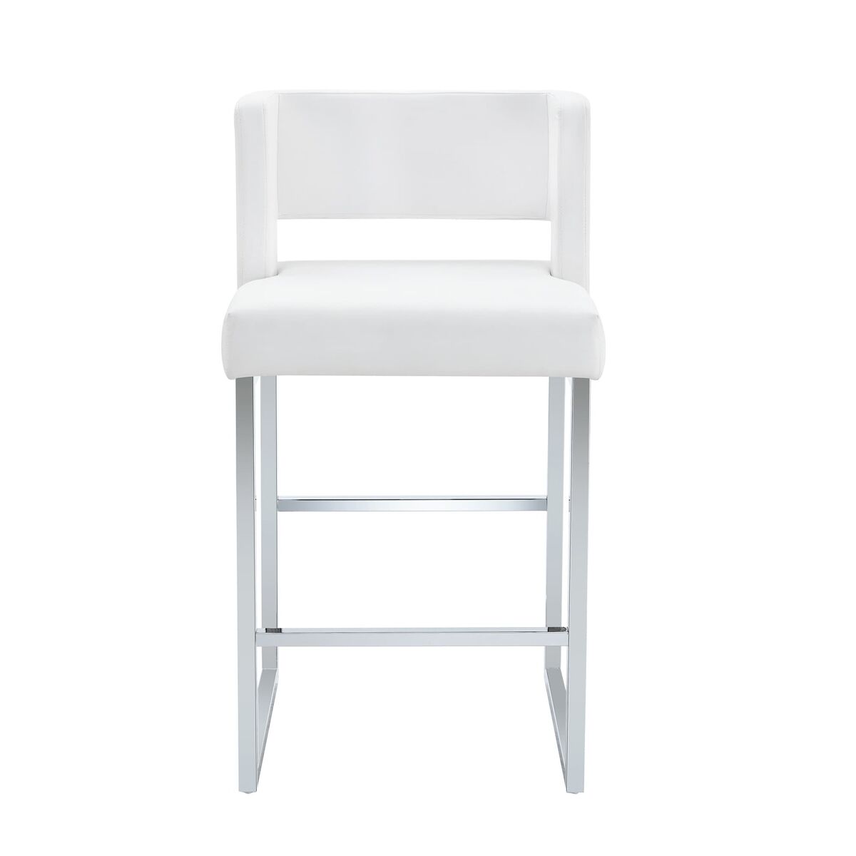 Taburetes de bar 2 unidades - estilo nórdico, diseño cuadrado, metálico plateado - blanco+plata