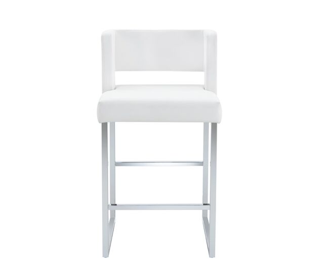 Taburetes de bar 2 unidades - estilo nórdico, diseño cuadrado, metálico plateado - blanco+plata