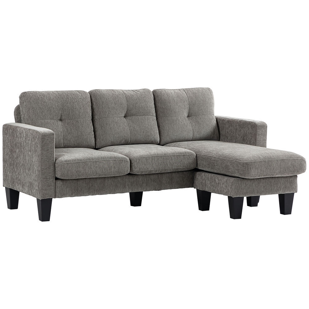 Sofá Chaise Longue Chenilla, Acero HOMCOM
