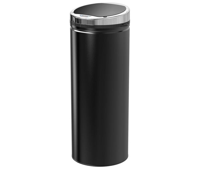 Homcom cubo de basura automático 50l, papelera cocina con sensor de movimiento, tapa cierre suave y silencioso, cuerpo de acero inoxidable, para comedor, oficina, negro