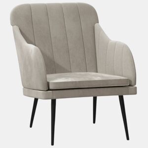 vidaXL Cadeira com apoio de braços 63x76x80 cm veludo cinzento-claro