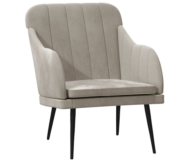 Vidaxl sillón de terciopelo gris claro 63x76x80 cm