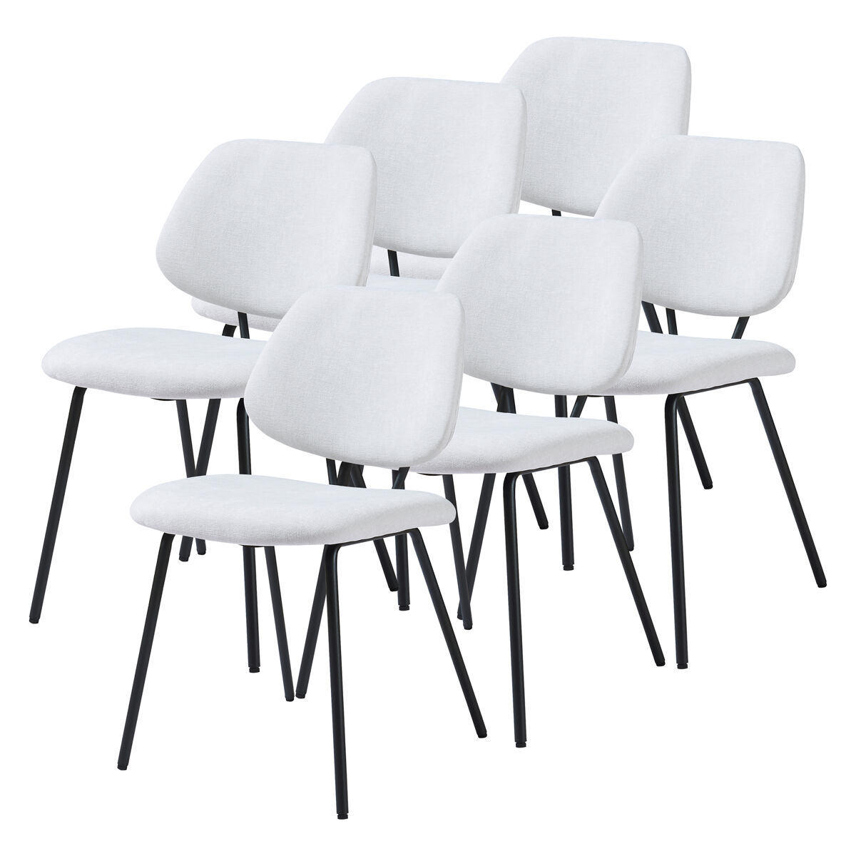 Juego de 6 sillas de comedor köma tela acero 78x49x55cm gris claro [en.casa]