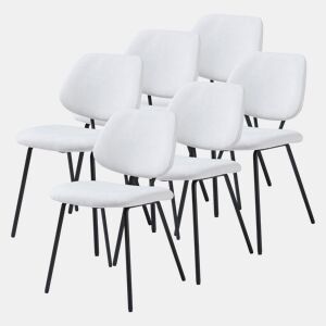 Conjunto de 6 cadeiras de jantar Köma tecido 78x49x55 cm Cinzento claro en.casa
