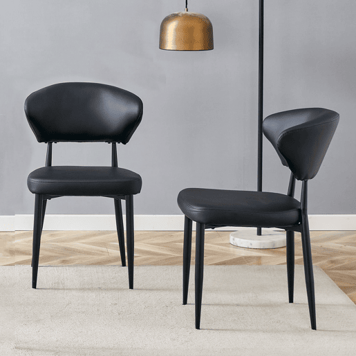 Cadeira de jantar 2 unidades - design ergonómico minimalista, encosto curvo - Preto