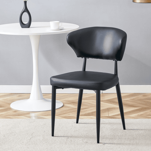 Cadeira de jantar 2 unidades - design ergonómico minimalista, encosto curvo - Preto